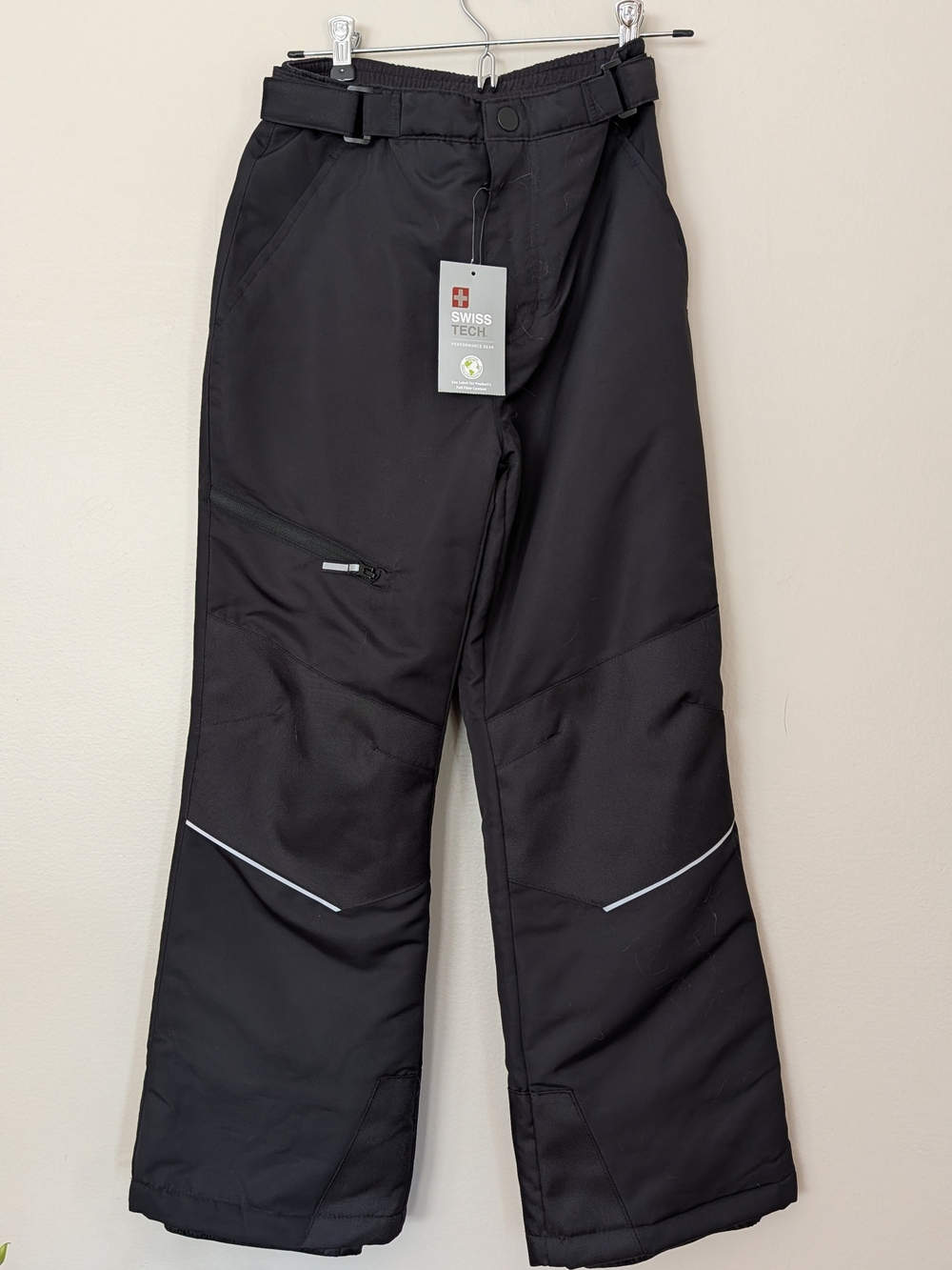 Swiss Tech Kids Black Insulated Snow Pants 10/12 NWT
